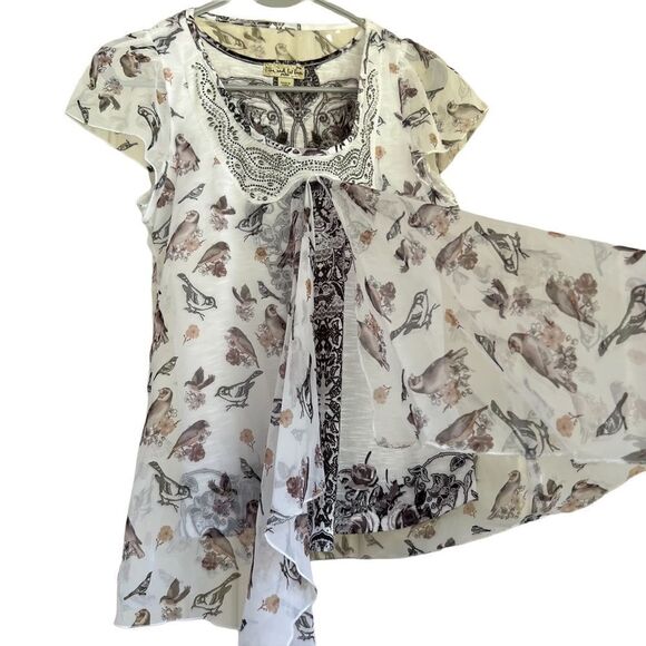 Live and Let Live Animal print Sheer Studded  Scoop Neck PM - Picture 10 of 14